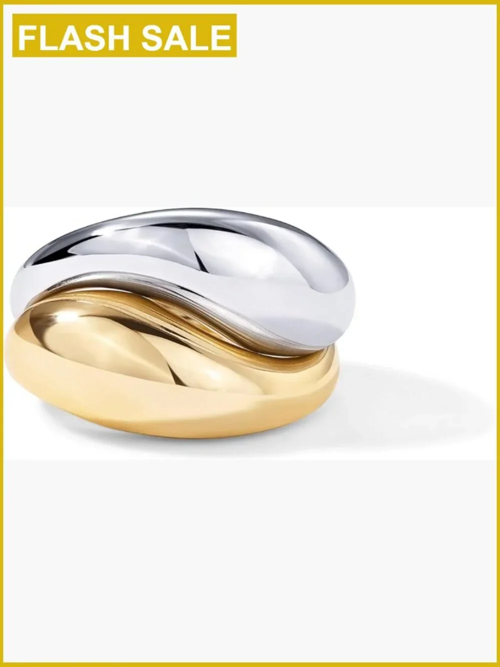 Two Tone Chunky Dome Ring Set Stackable Band Rings for Women